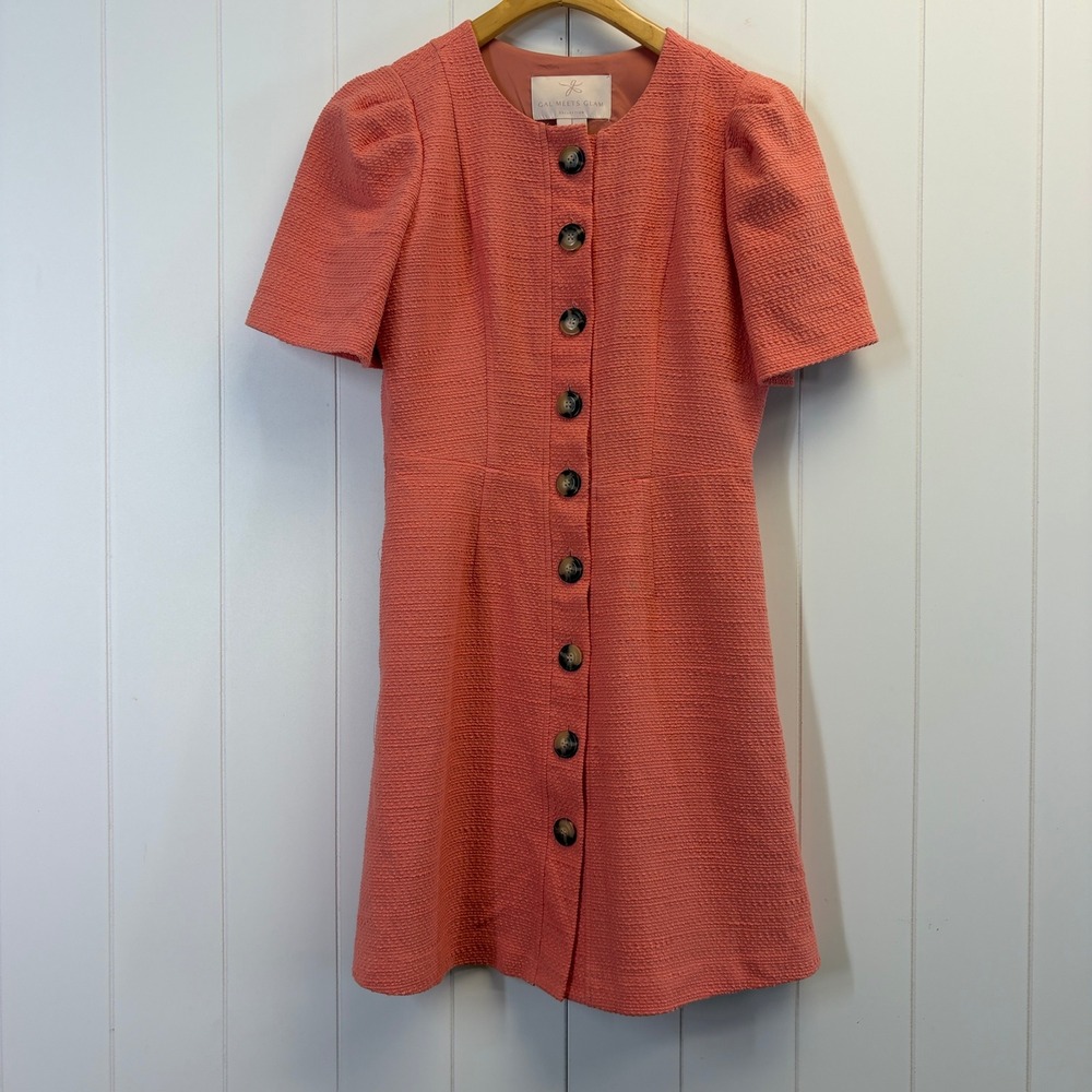 Gal Meets Glam Mod Tweed Button Front Dress Women Size 6 Office Career Preppy